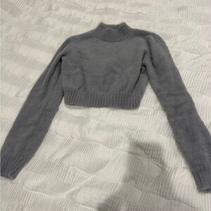 LA Hearts grey fuzzy sweater